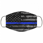 American Flag Thin Blue Line Back The Blue Washable Reusable Custom – Printed Cloth Face Mask Cover, White, Cloth Face Cover