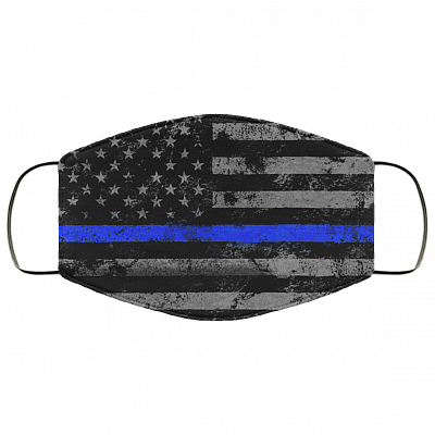 American Flag Thin Blue Line Back The Blue Washable Reusable Custom – Printed Cloth Face Mask Cover, White, Cloth Face Cover
