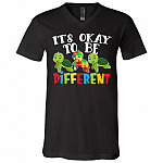 It Is Ok To Be Different Puzzle Piecce Turtle Autism Awareness T-shirt - V-neck, Black, V-Neck T-Shirt