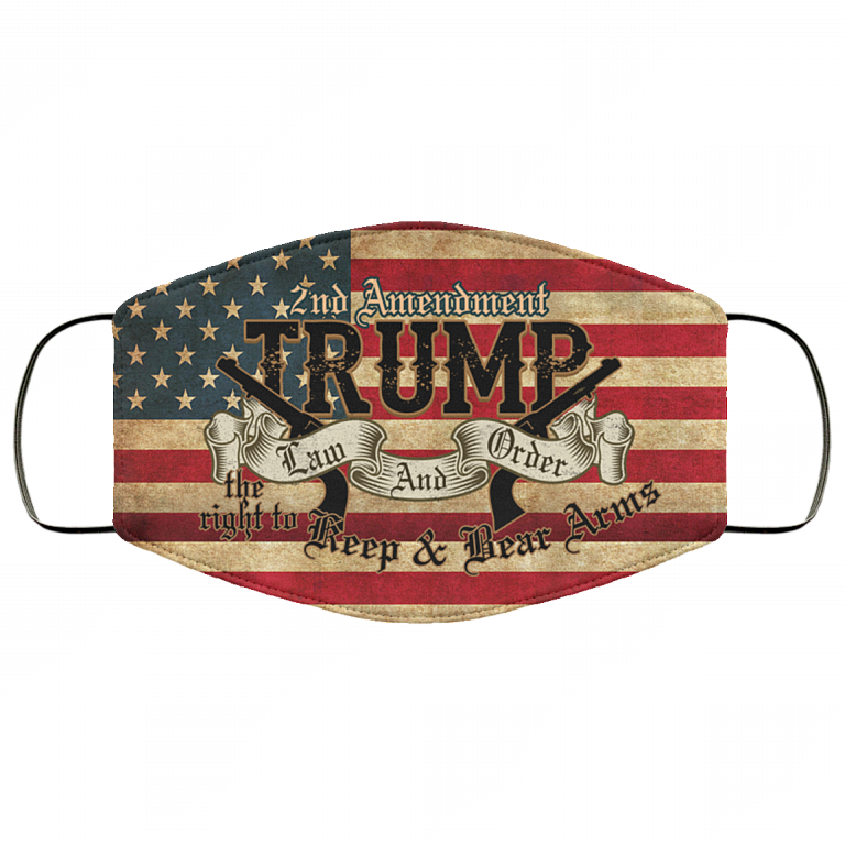 Trump Law And Order Washable Reusable Custom – Printed Cloth Face Mask Cover - 2nd Amendment Face Mask, White, Cloth Face Cover