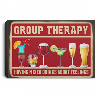 Group Therapy Having Mixed Drinks About Feelings Wrapped Framed Canvas Prints - Unframed Poster, White, 0.75'' Framed Canvas