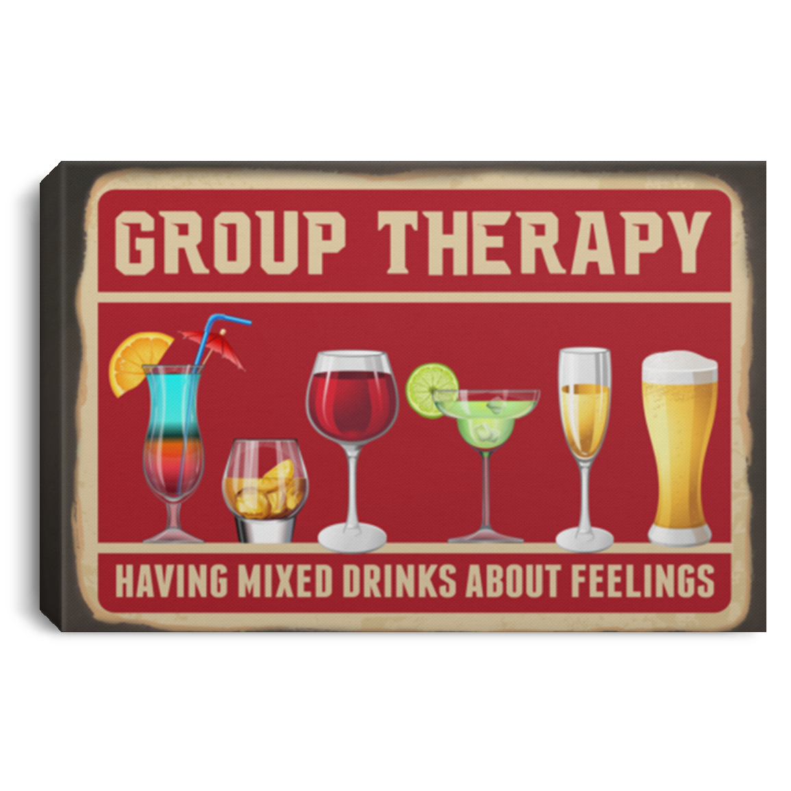 Group Therapy Having Mixed Drinks About Feelings Wrapped Framed Canvas Prints - Unframed Poster, White, 0.75'' Framed Canvas Group Therapy Having Mixed Drinks About Feelings Wrapped Framed Canvas Prints - Unframed Poster, White, 0.75'' Framed Canvas