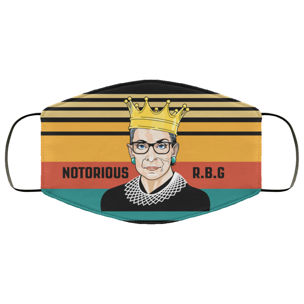 Notorious RBG Washable Reusable Custom - Printed Cloth Face Mask Cover - Feminist Facemask, Black, Cloth Face Cover