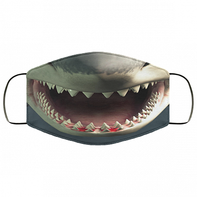 Shark Washable Reusable Custom - Printed Cloth Face Mask Cover, White, Cloth Face Mask