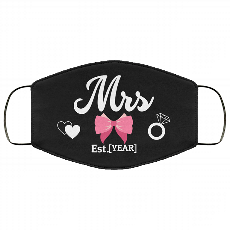 Personalized Bride and Groom Washable Reusable Custom Printed Cloth Face Mask Cover, Black, Cloth Face Cover