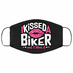 I Kissed A Biker And I Liked It Washable Reusable Custom - Printed Cloth Face Mask Cover, Black, Cloth Face Cover