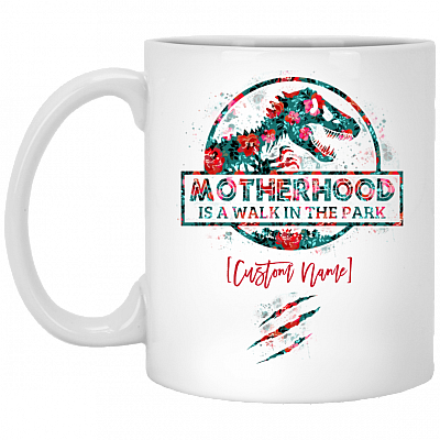 Personalized Motherhood Is a Walk in the Park Coffee Mug - Beer Stein - Water Bottle - Color Changing Mug, White, 11 oz. White Mug