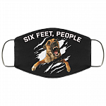 Six Feet People Funny German Shepherd Washable Reusable Custom - Printed Cloth Face Mask Cover, Black, Cloth Face Cover