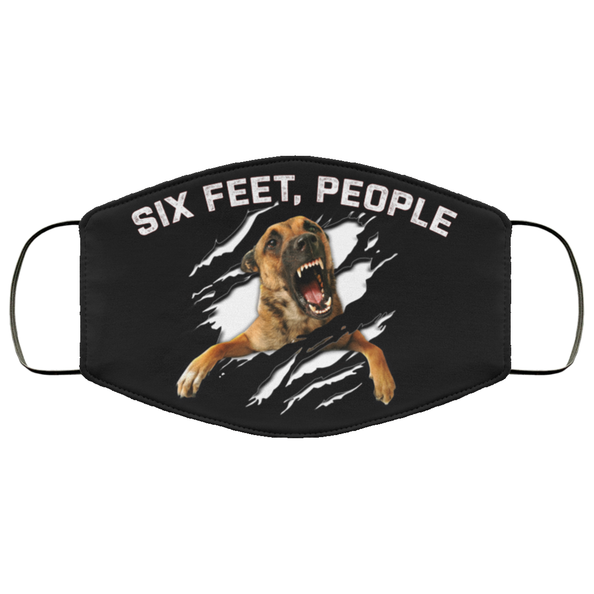 Six Feet People Funny German Shepherd Washable Reusable Custom - Printed Cloth Face Mask Cover, Black, Cloth Face Cover