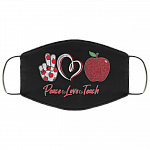 Peace Love Teach Face Mask - Teacher Washable Reusable Custom – Printed Cloth Face Mask Cover, White, Cloth Face Cover Peace Love Teach Face Mask - Teacher Washable Reusable Custom – Printed Cloth Face Mask Cover, White, Cloth Face Cover