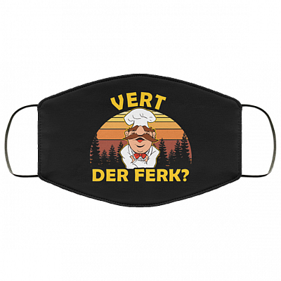 Swedish Chef Vert Der Ferk Washable Reusable Custom - Printed Cloth Face Mask Cover, Black, Cloth Face Cover