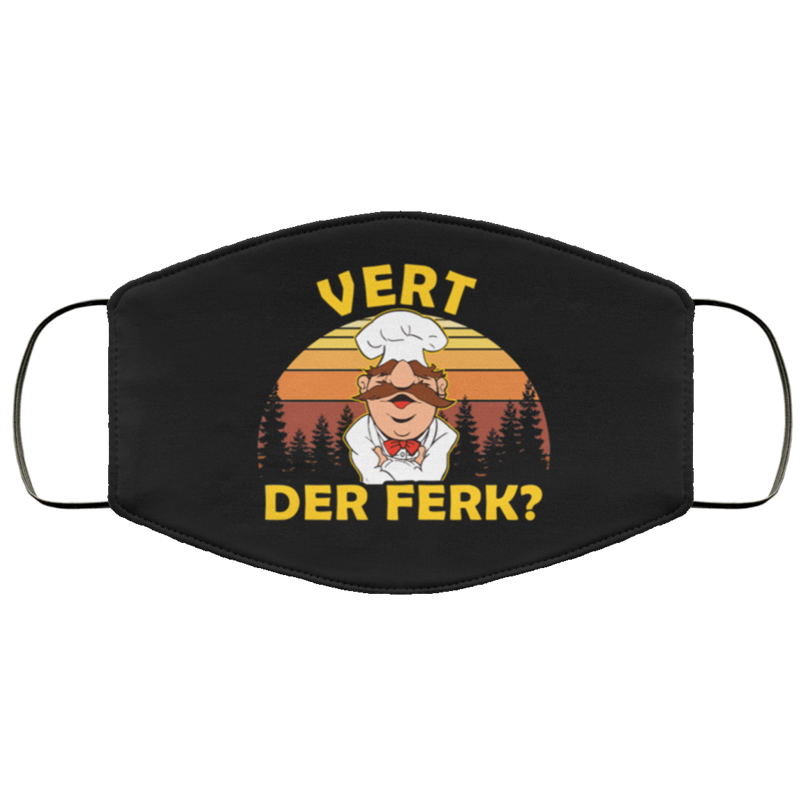 Swedish Chef Vert Der Ferk Washable Reusable Custom - Printed Cloth Face Mask Cover, Black, Cloth Face Cover