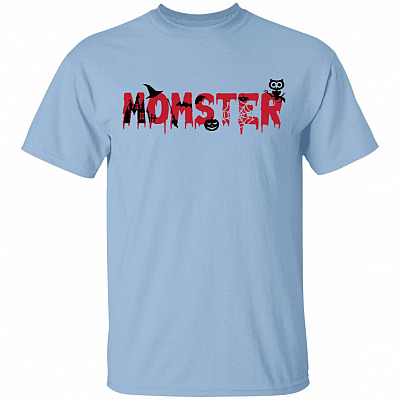 Momster Shirt Mom Halloween Shirt - Funny Monster Shirt - Bat Shirt Spider Shirt - Mommy Shirt - Spooky Shirt, Light Blue, Unisex T-Shirt