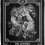 Gothic Gifts Tarot Card The Lovers Skull Couple Kissing Fleece Blanket – Premium Sherpa Blanket, White, Cozy Plush Fleece Blanket - 50x60