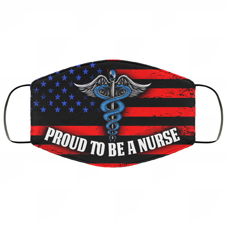 Proud To Be A Nurse Washable Reusable Custom – Printed Cloth Face Mask Cover, Black, Cloth Face Cover