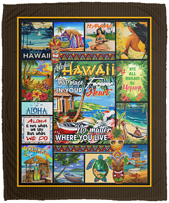 Aloha Hawaii That Place Forever In Your Heart No Matter Where You Live Fleece Blanket - Premium Sherpa Blanket, White, Cozy Plush Fleece Blanket - 50x60