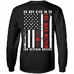 Do Not Give in to The War Within End Veteran Suicide American Flag Print On Back Only - Plain Front Hoodie - Long Sleeve, Black, Long Sleeve