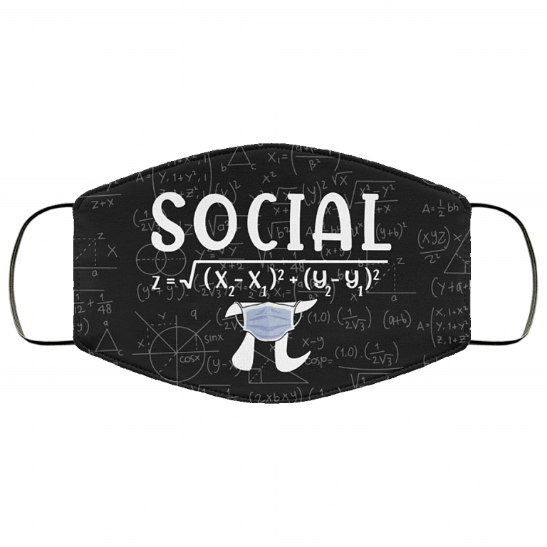 Math Social Distance Equal Pi Forever Funny Washable Reusable Custom - Printed Cloth Face Mask Cover, Black, Cloth Face Cover