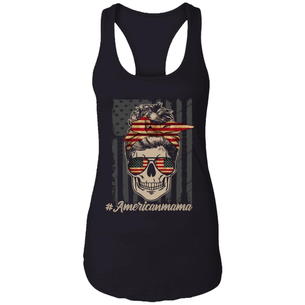 Americanmama Cotton Tank Top Tee - Funny Motherhood Gifts Ladies Racerback Tank, Black, Ladies Racerback Tank