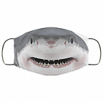 Shark Lover Face Mask - Funny Shark Mouth Mask - Washable Reusable Custom – Printed Cloth Face Mask Cover, White, Cloth Face Mask