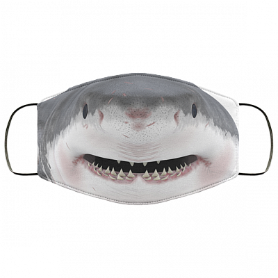 Shark Lover Face Mask - Funny Shark Mouth Mask - Washable Reusable Custom – Printed Cloth Face Mask Cover, White, Cloth Face Mask