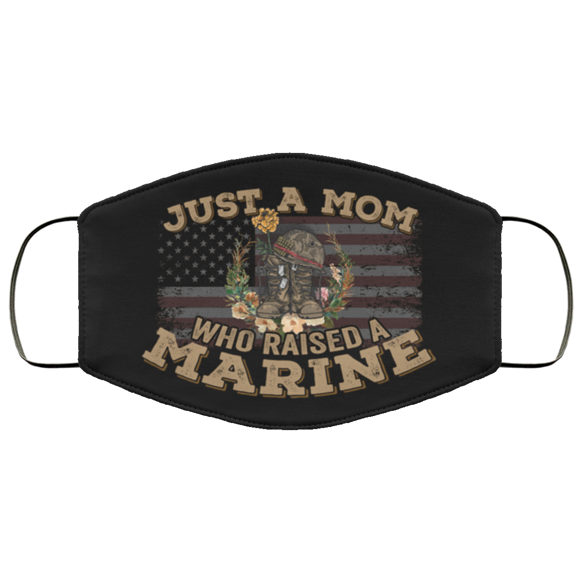 Just A Mom Who Raised A Marine Washable Reusable Custom - Printed Cloth Face Mask Cover, Black, Cloth Face Cover