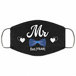 Personalized Groom and Bride Washable Reusable Custom Printed Cloth Face Mask Cover, Black, Cloth Face Cover