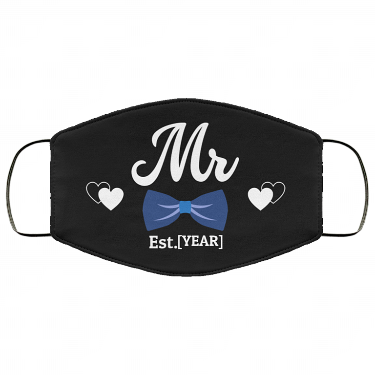 Personalized Groom and Bride Washable Reusable Custom Printed Cloth Face Mask Cover, Black, Cloth Face Cover