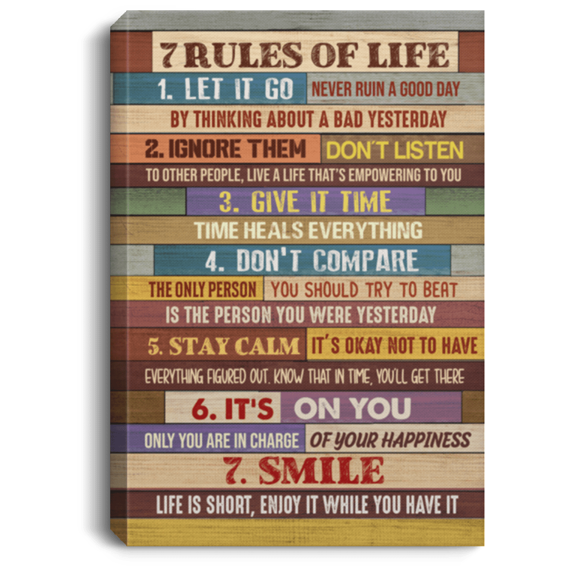 7 Rules of Life Wrapped Framed Canvas Prints - Unframed Poster Inspirational Wall Art - Housewarming Gifts, White, 0.75'' Framed Canvas 7 Rules of Life Wrapped Framed Canvas Prints - Unframed Poster Inspirational Wall Art - Housewarming Gifts, White, 0.75'' Framed Canvas