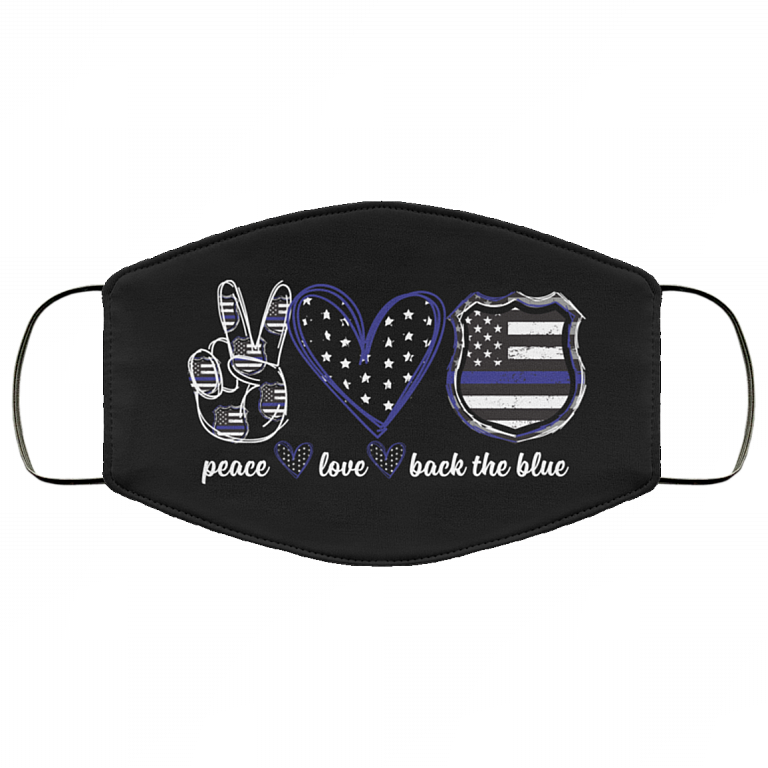 Peace Love Blue Washable Reusable Printed Cloth Face Mask Cover, White, Cloth Face Cover