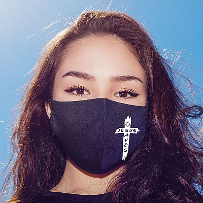 Alternative view of Jesus Saves Washable Reusable Custom Printed Cloth Face Mask Cover