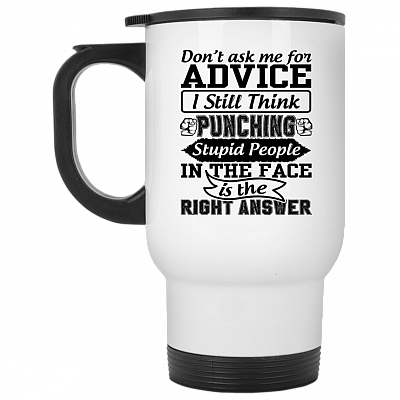 14 oz. White Travel Mug