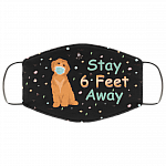 Stay 6 Feet Away Cute Doodle Washable Reusable Custom - Printed Cloth Face Mask Cover, Black, Cloth Face Mask