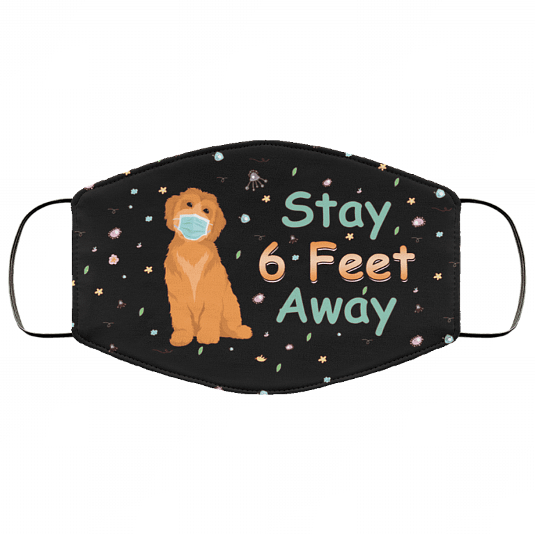 Stay 6 Feet Away Cute Doodle Washable Reusable Custom - Printed Cloth Face Mask Cover, Black, Cloth Face Mask