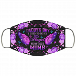 Daddy's Boy I Used To Be His Angel Now He's Mine Washable Reusable Custom - Printed Cloth Face Mask Cover, White, Cloth Face Cover