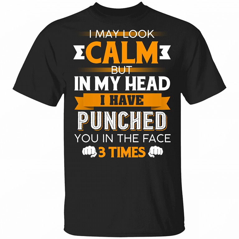 I May Look Calm But in My Head I Have Punched You in The Face 3 Times T-Shirt, Black, Unisex T-Shirt