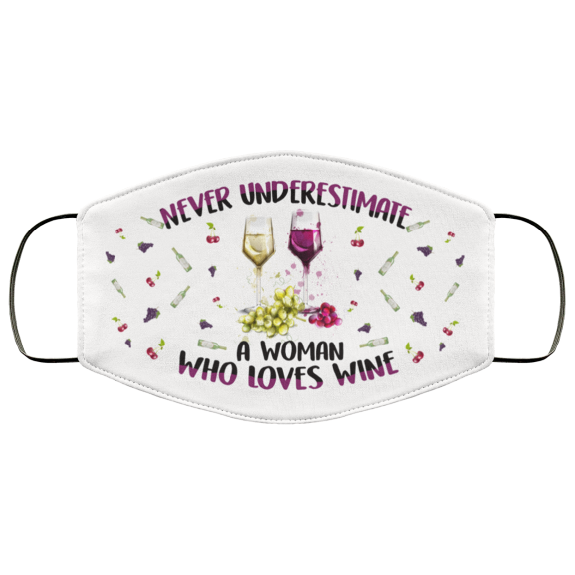 Never Underestimate A Woman Who Loves Wine Washable Reusable Custom - Printed Cloth Face Mask Cover, White, Cloth Face Cover Never Underestimate A Woman Who Loves Wine Washable Reusable Custom - Printed Cloth Face Mask Cover, White, Cloth Face Cover