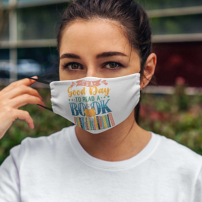 Alternative view of It's a Good Day To Read a Book Washable Reusable Custom - Printed Cloth Face Mask Cover