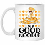 Im A Good Noodle Ceramic Coffee Mug - Beer Stein -Water Bottle - Funny Snake Mug, White, 11 oz. White Mug