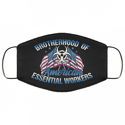 Brotherhood Of American Essential Worker Washable Reusable Custom – Printed Cloth Face Mask Cover, Black, Cloth Face Cover