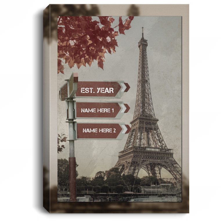 Lovers Crossroads Canvas Poster - Personalized Wall Art With Name Special Date - Wedding Anniversary Gifts, White, 0.75'' Framed Canvas