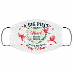 A Big Piece Of My Heart Lives In Heaven And She Is My Mom Printed Cloth Face Mask Cover, White, Cloth Face Cover
