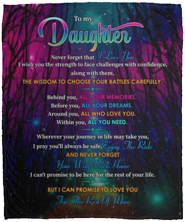 To My Daughter Never Forget That I Love You I Wish You The Strength Fleece Blanket - Premium Sherpa Blanket, White, Cozy Plush Fleece Blanket - 50x60