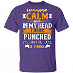 I May Look Calm But in My Head I Have Punched You in The Face 3 Times T-Shirt, Purple, Unisex T-Shirt