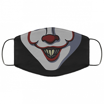 Clown Mouth IT Pennywise Washable Reusable Custom – Printed Cloth Face Mask Cover - Halloween Face Mask, White, Cloth Face Mask