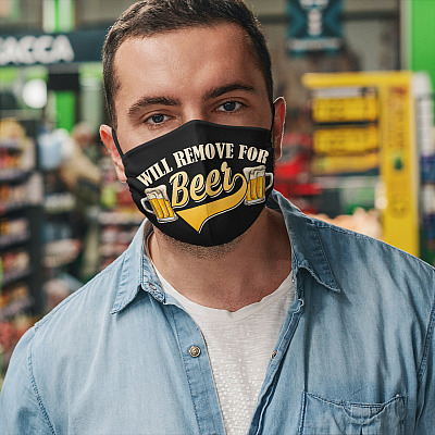 Alternative view of Will Remove For Beer Washable Reusable Custom - Funny Beer Printed Cloth Face Mask Cover - Beer Lover Gifts