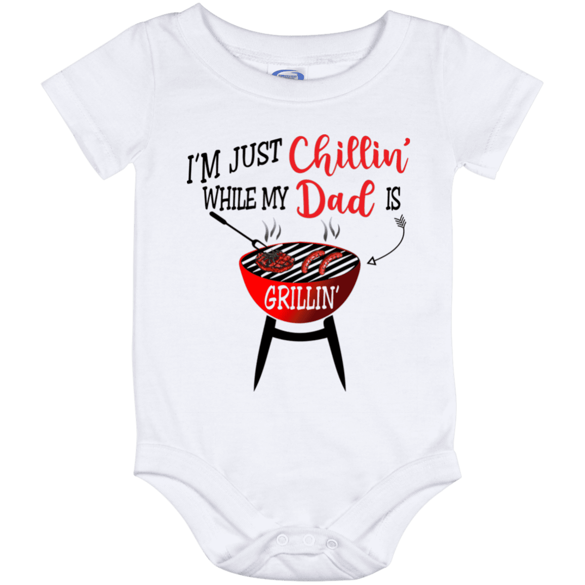 I'm Just Chillin While My Dad Is Grillin Baby Onesie - Toddler Baby Infant Bodysuit, White, Baby Onesie - 12 Month I'm Just Chillin While My Dad Is Grillin Baby Onesie - Toddler Baby Infant Bodysuit, White, Baby Onesie - 12 Month