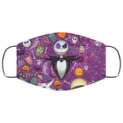 Jack Skellington Mask - Nightmare Before Christmas Washable Reusable Custom – Printed Cloth Face Mask Cover, White, Cloth Face Cover