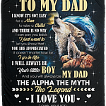 From Son To My Dad I Know It's Not Easy For A Man To Raise A Child Fleece Blanket - Premium Sherpa Blanket, White, Cozy Plush Fleece Blanket - 50x60