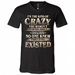 I'm The Kind Of Crazy You Weren't Warned About Because No One Knew This Level Existed T-Shirt - V-Neck Shirt, Black, V-Neck T-Shirt